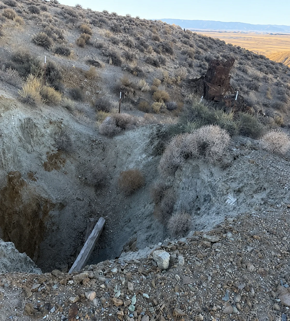 Historic workings at the Hollow North target