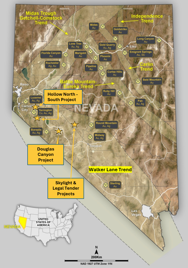 Figure 1. Rush Gold Corp. Project Locations