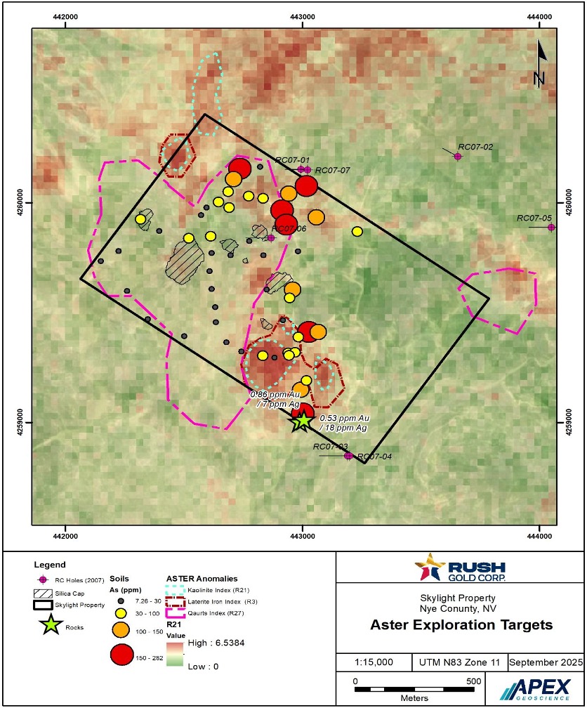 Skylight property ASTER exploration targets